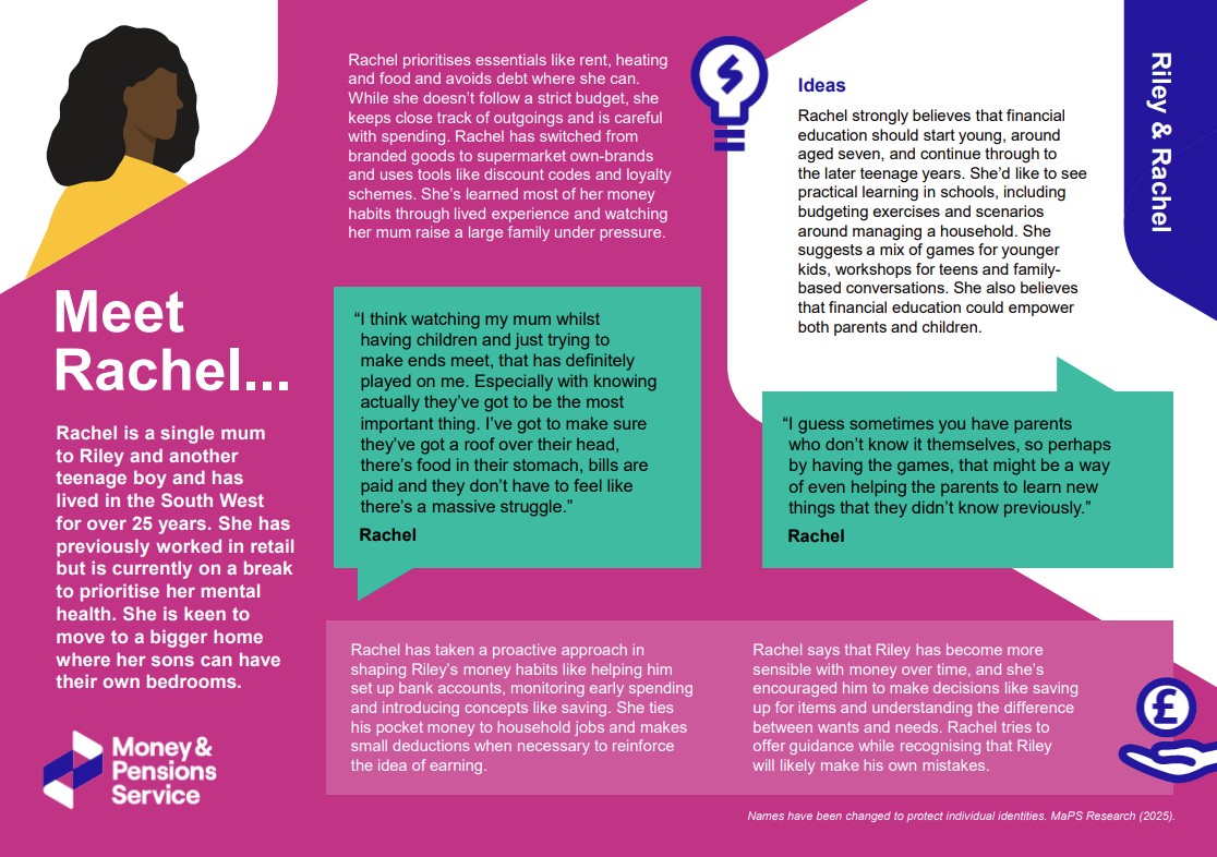 Money and Pensions Service case study - meet Rachel